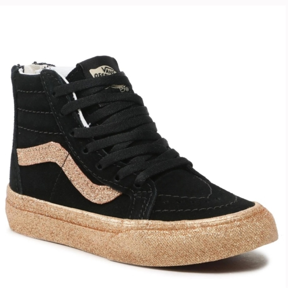 Vans | black gold‎ sk8-hi zip Girls Youth Trainers Little Girl 2